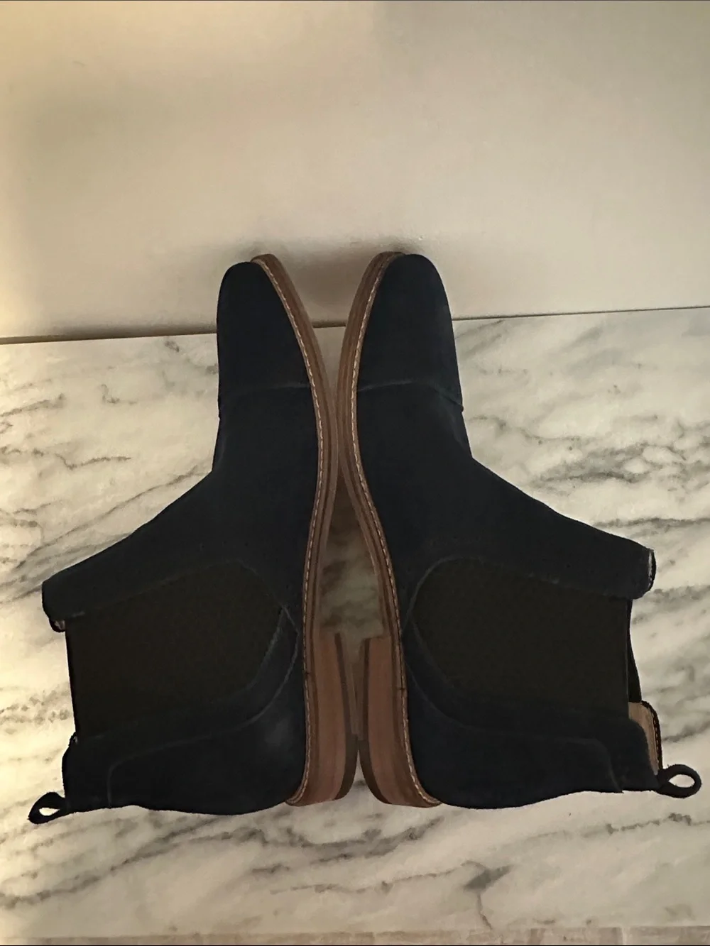 Stacy Adams Maury Men's Cap Toe Suede Chelsea Boots Navy Blue Size 12M